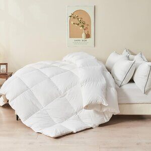 TOPGREEN 100% Organic Feather Down Comforter Oversized King